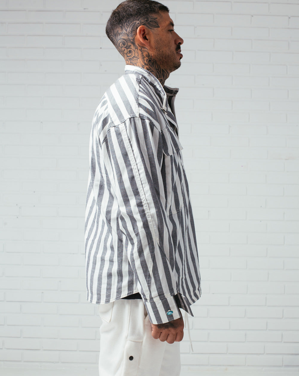 Half Button Shirt Striped