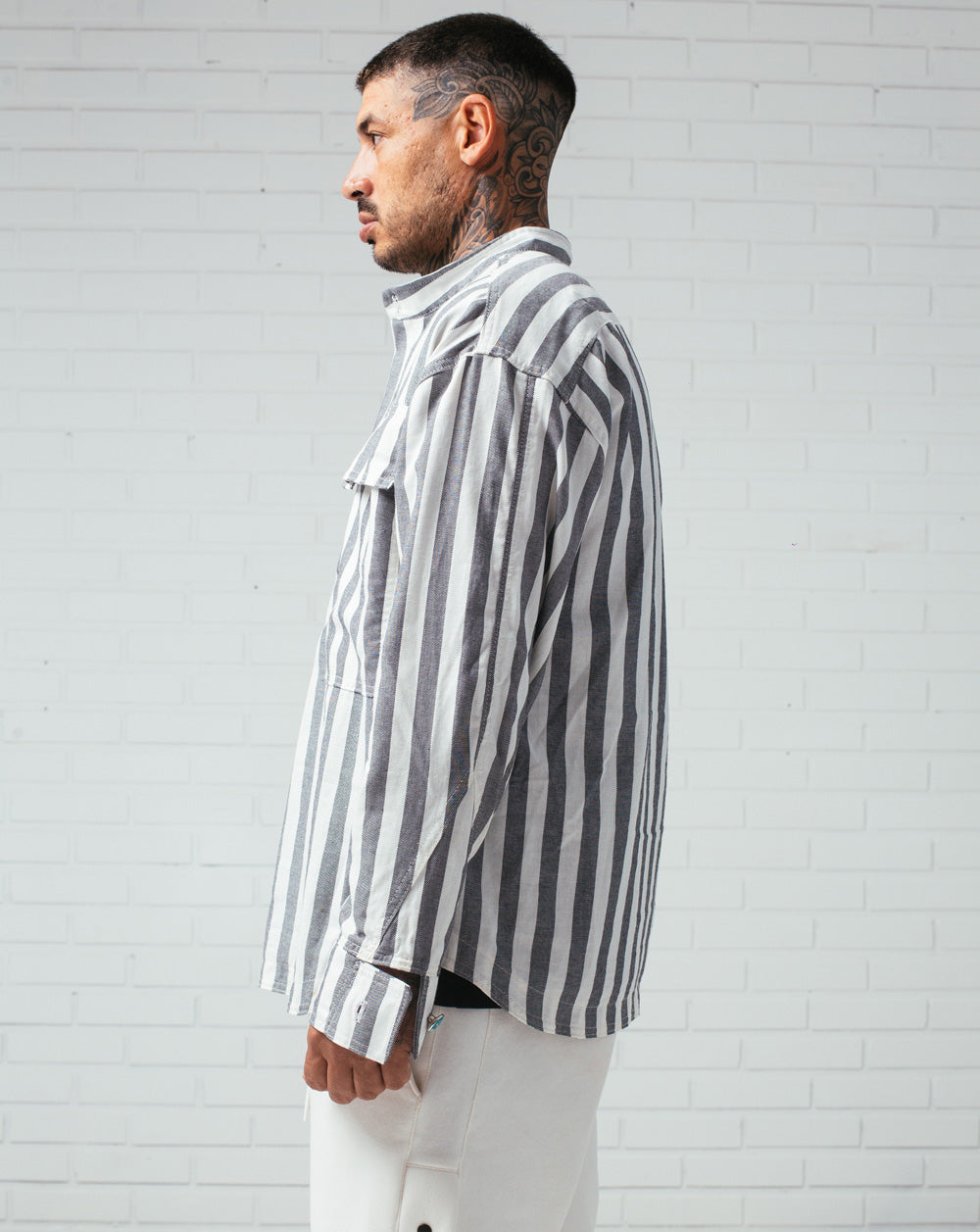 Half Button Shirt Striped