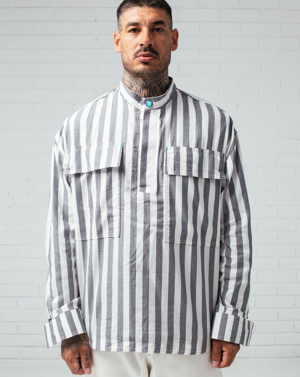 Half Button Shirt Striped