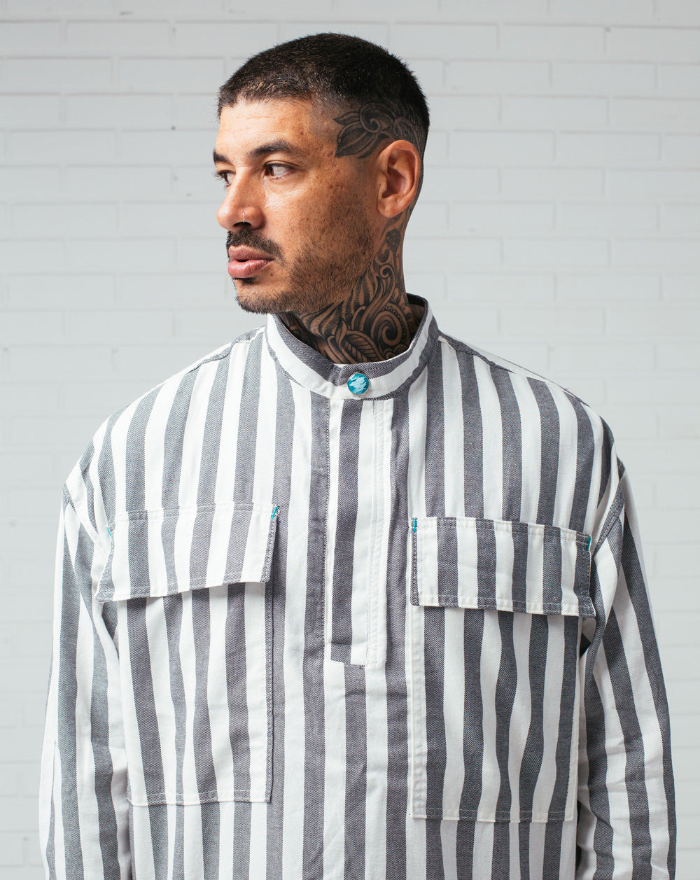 Half Button Shirt Striped