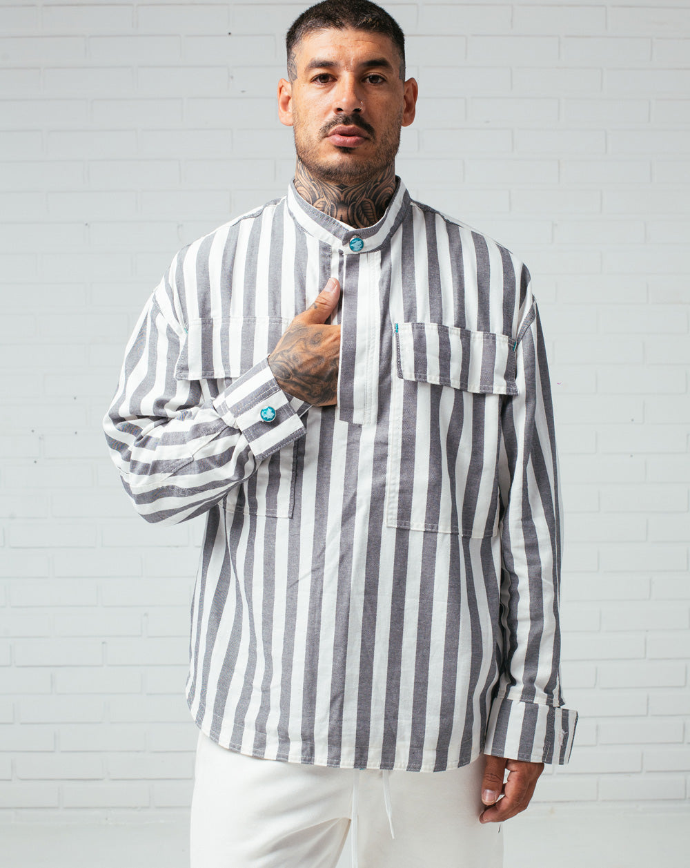 Half Button Shirt Striped