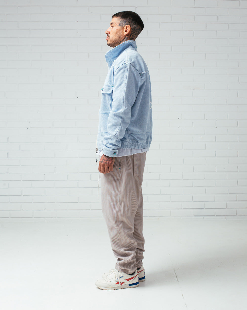 Twill Pants Striped Beige