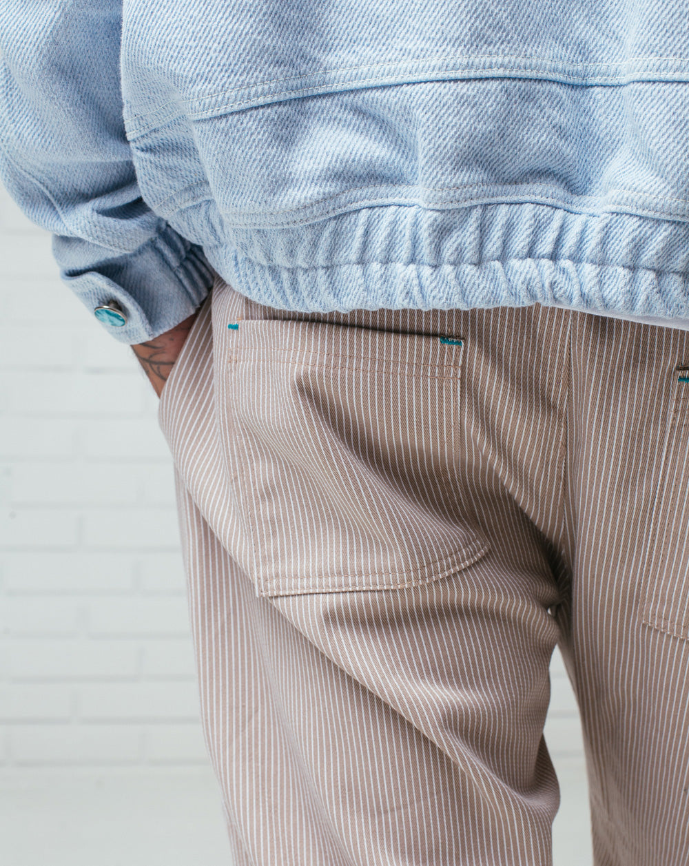 Twill Pants Striped Beige