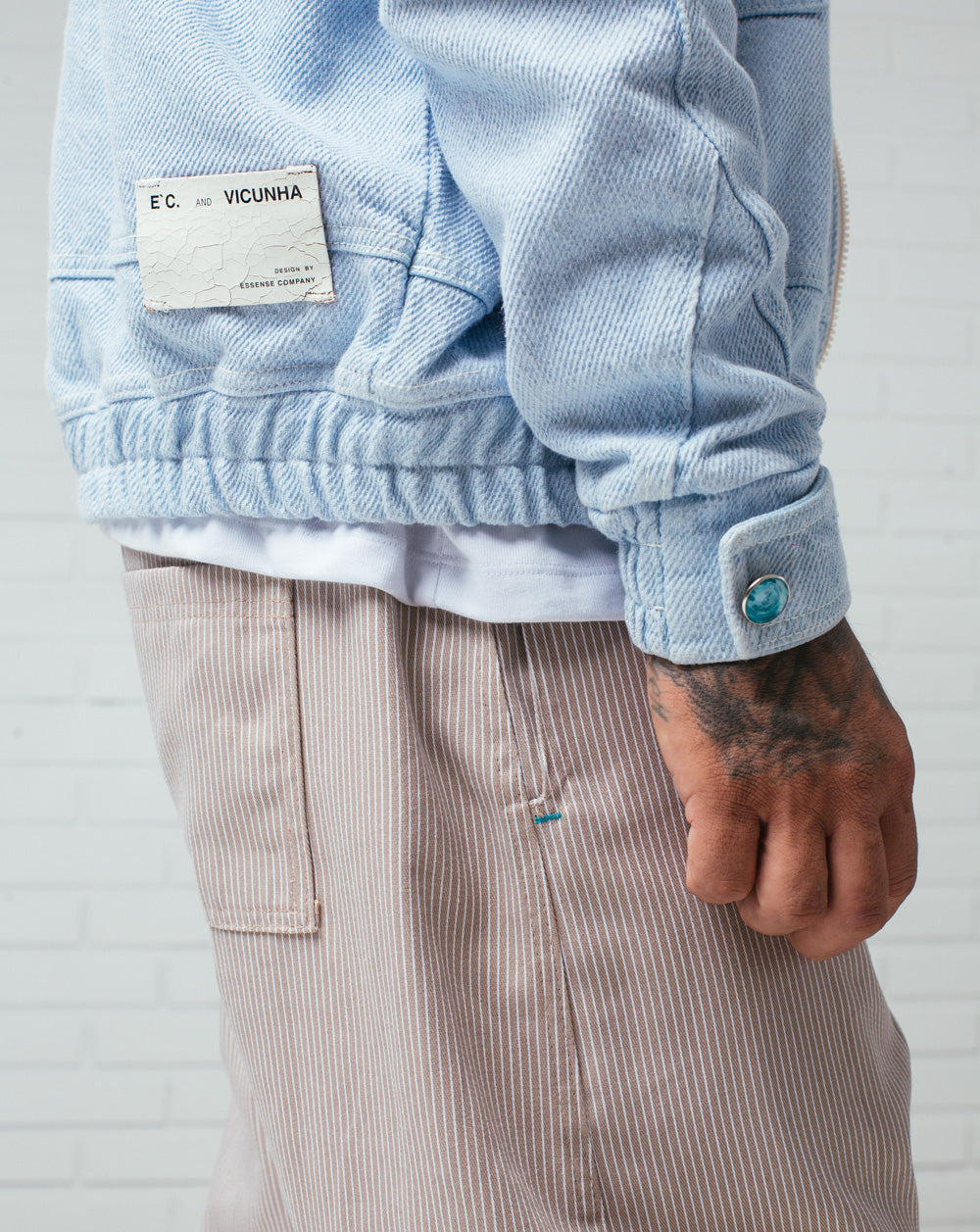 Twill Pants Striped Beige