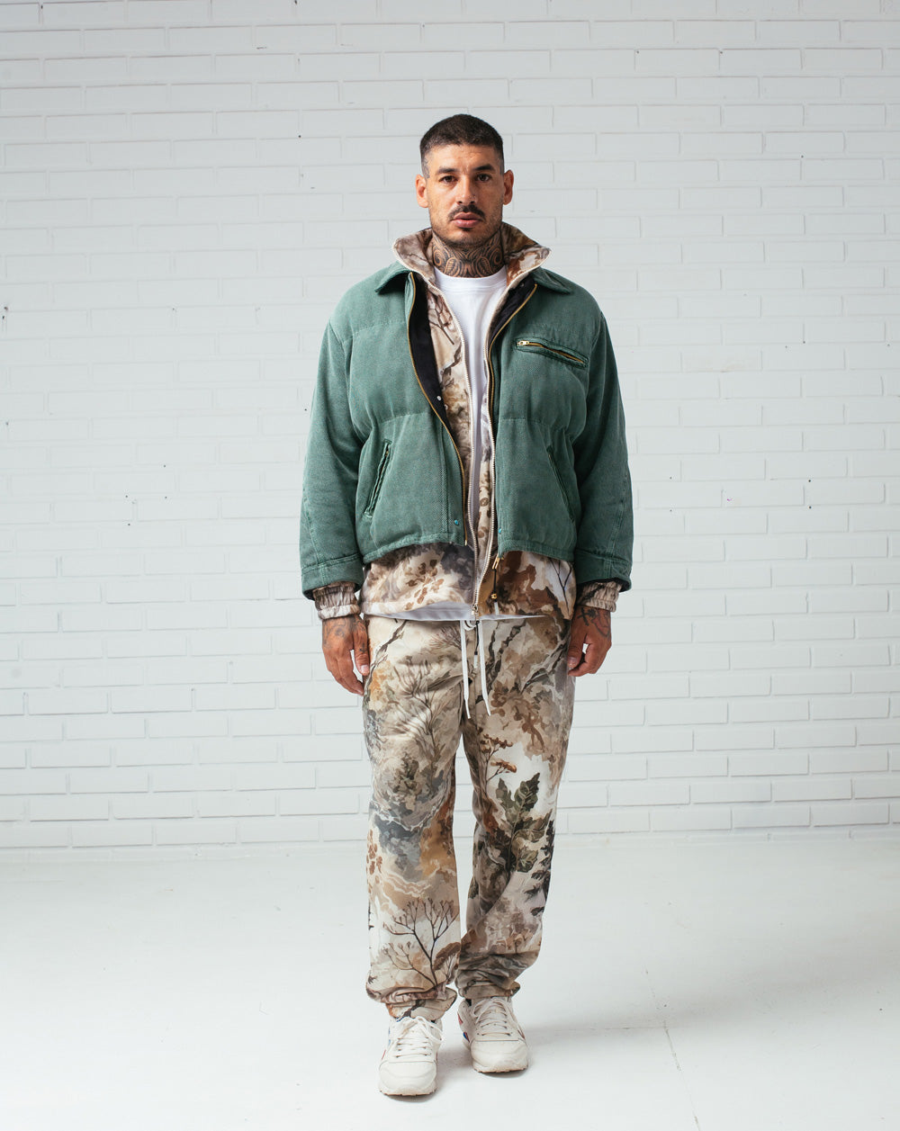 Twill Puffer Double Jacket Green / Camo