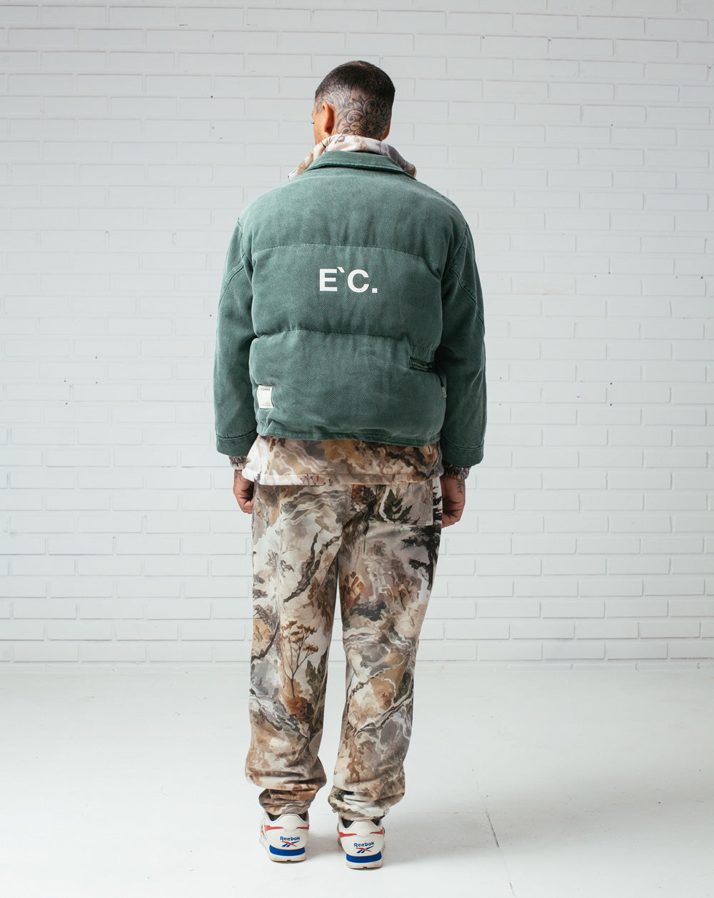 Twill Puffer Double Jacket Green / Camo