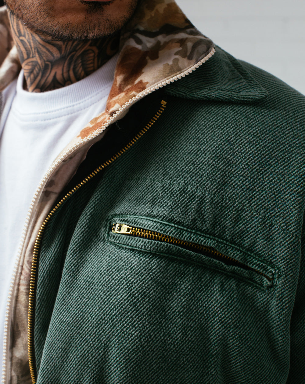 Twill Puffer Double Jacket Green / Camo