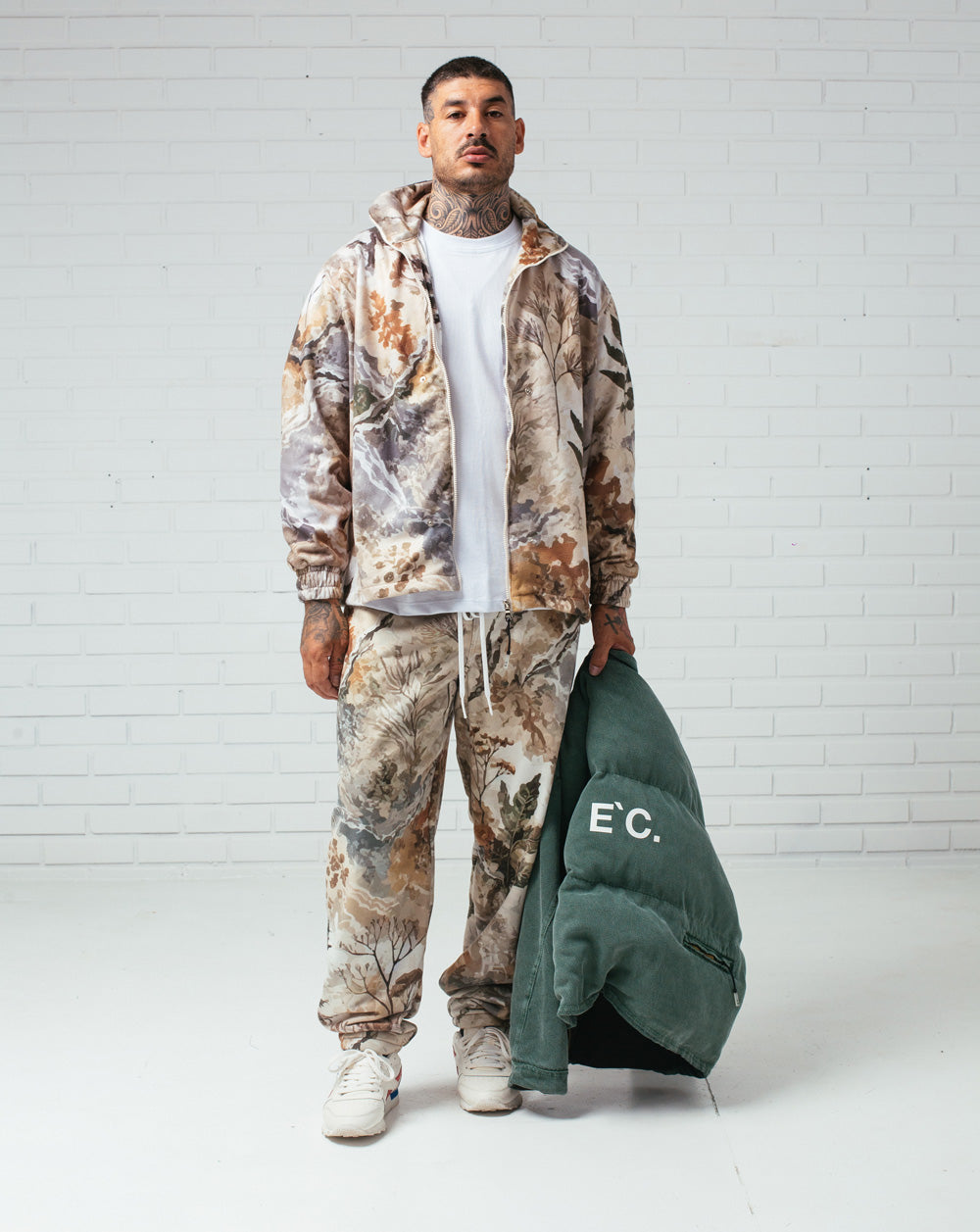Twill Puffer Double Jacket Green / Camo