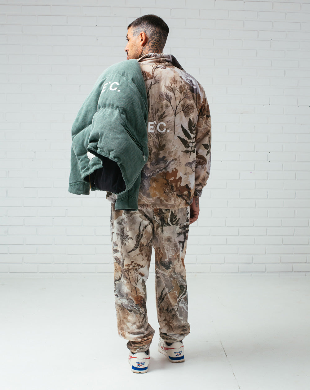 Twill Puffer Double Jacket Green / Camo