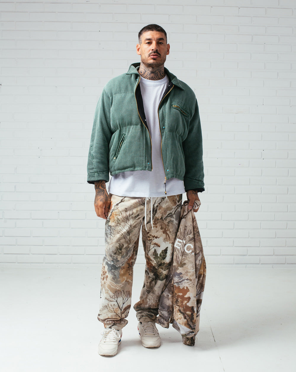 Twill Puffer Double Jacket Green / Camo