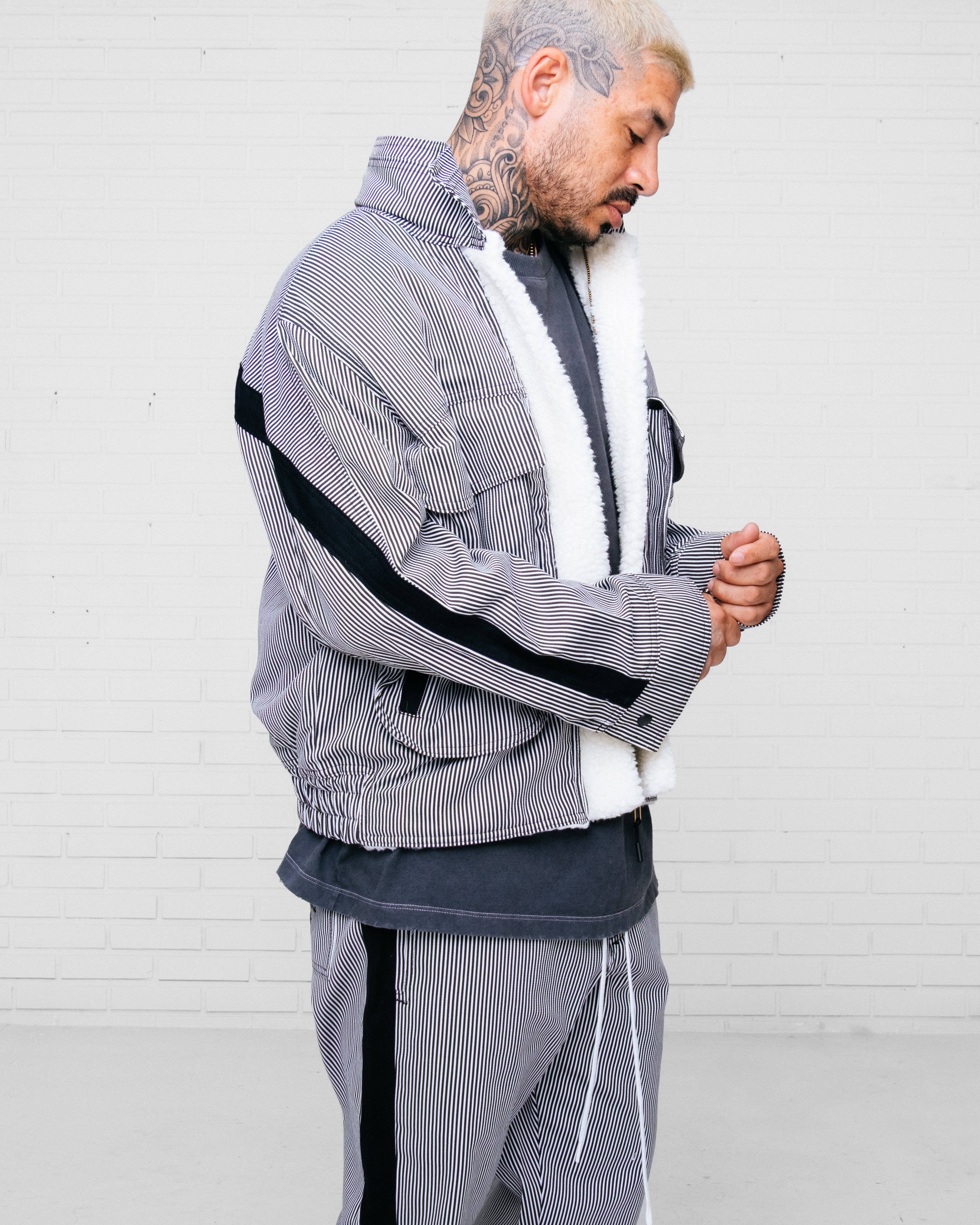 Trucker Jacket Striped BW