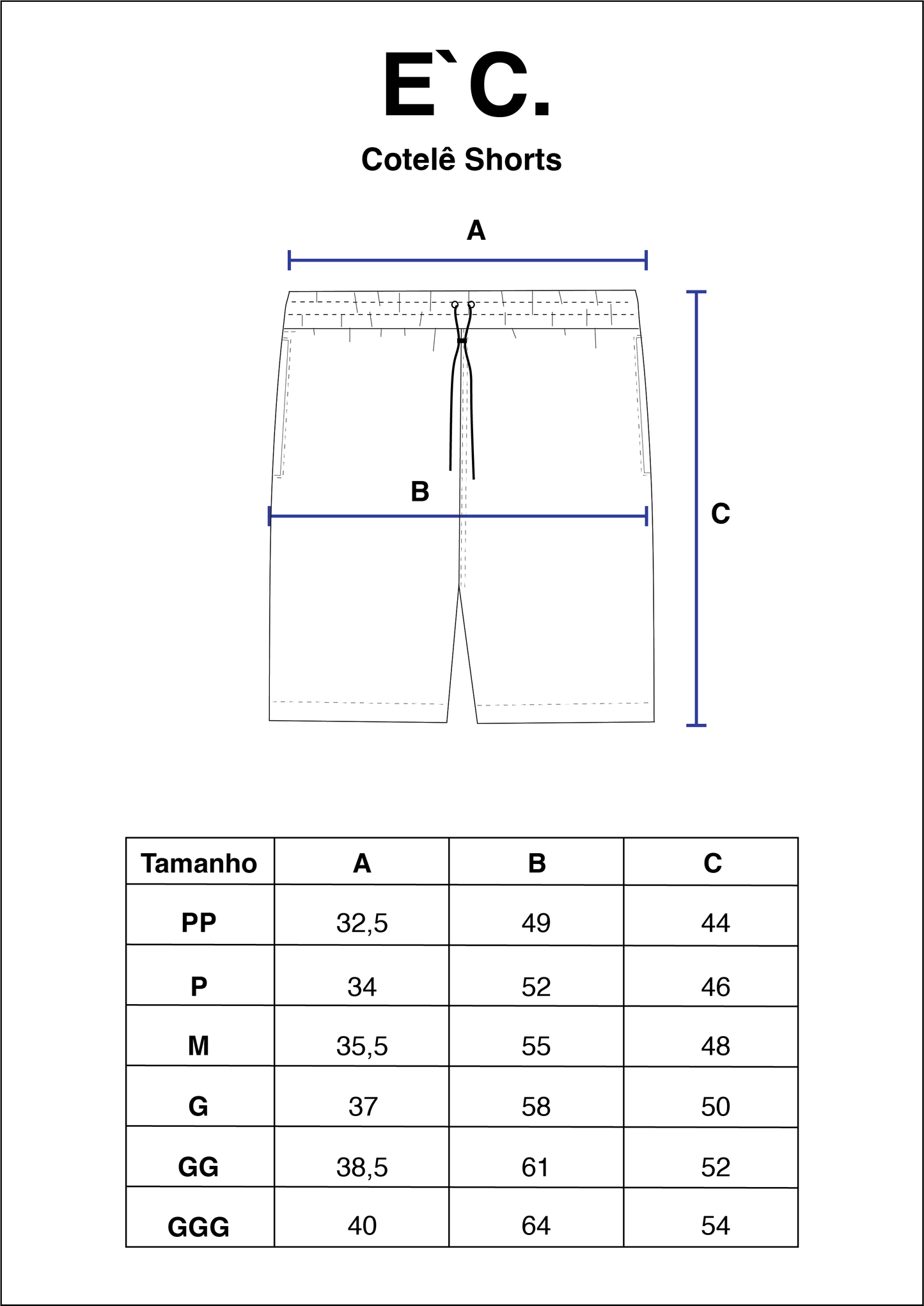 Shorts Cotelê E`C. Tricolore
