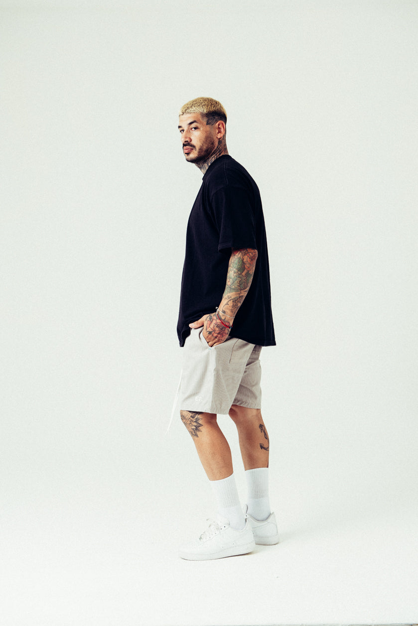 Shorts Striped Beige