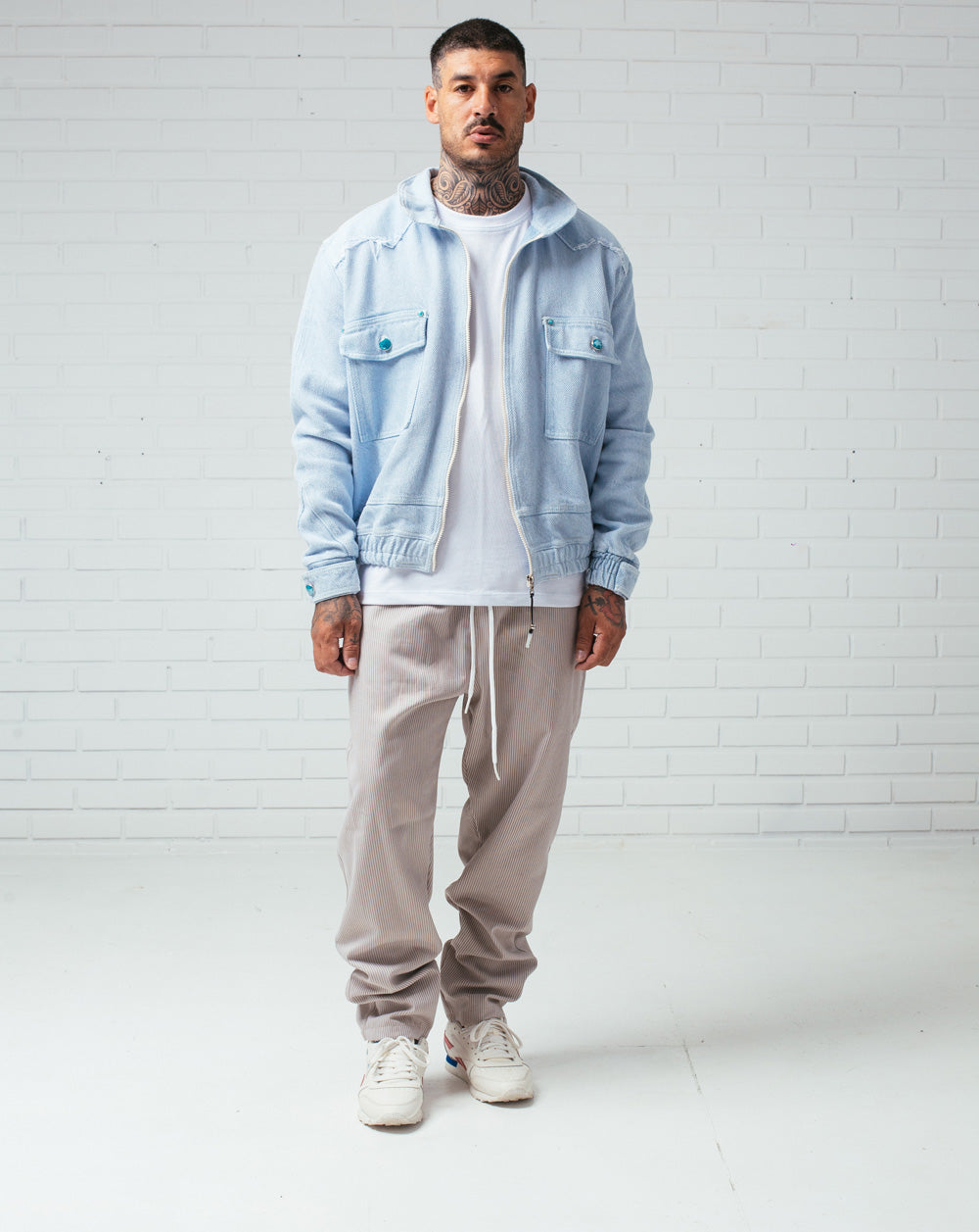 Twill Pants Striped Beige