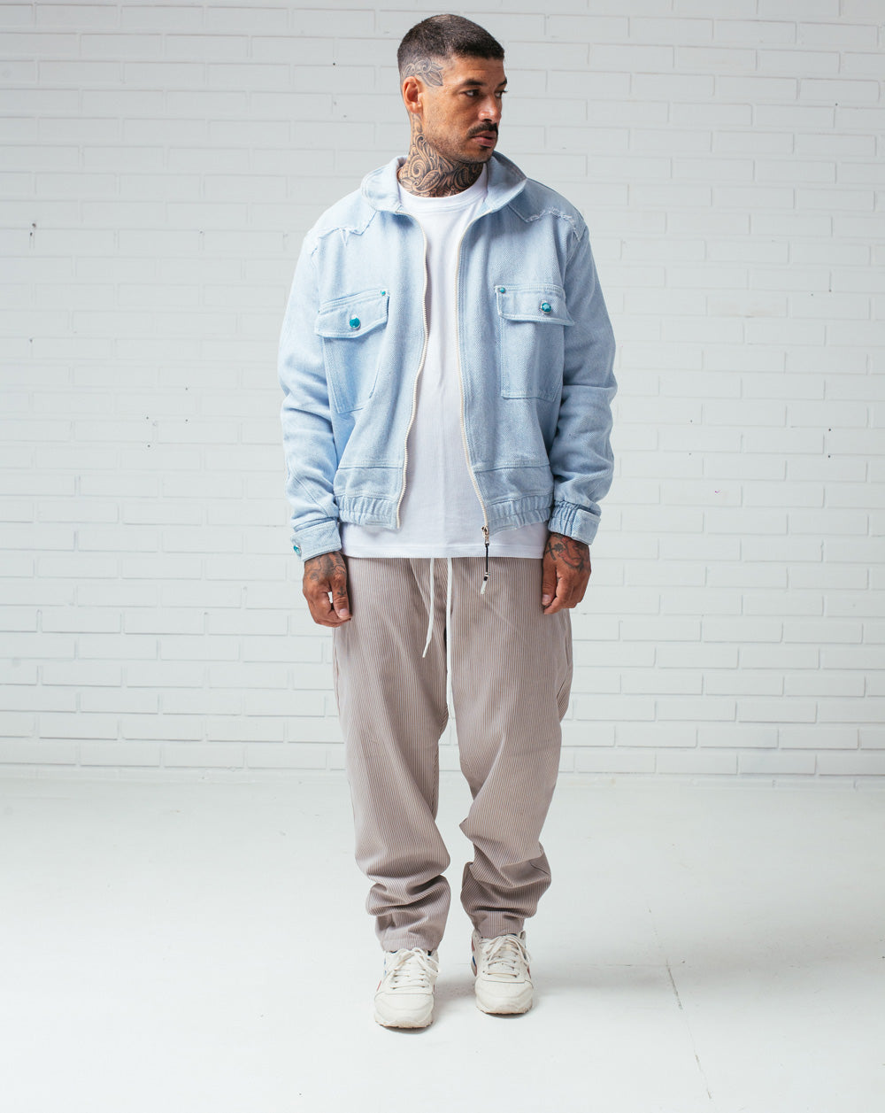 Twill Pants Striped Beige