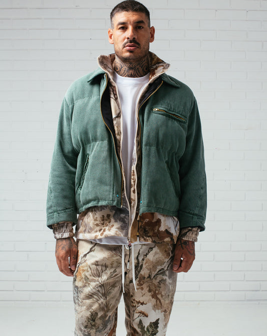 Twill Puffer Double Jacket Green / Camo