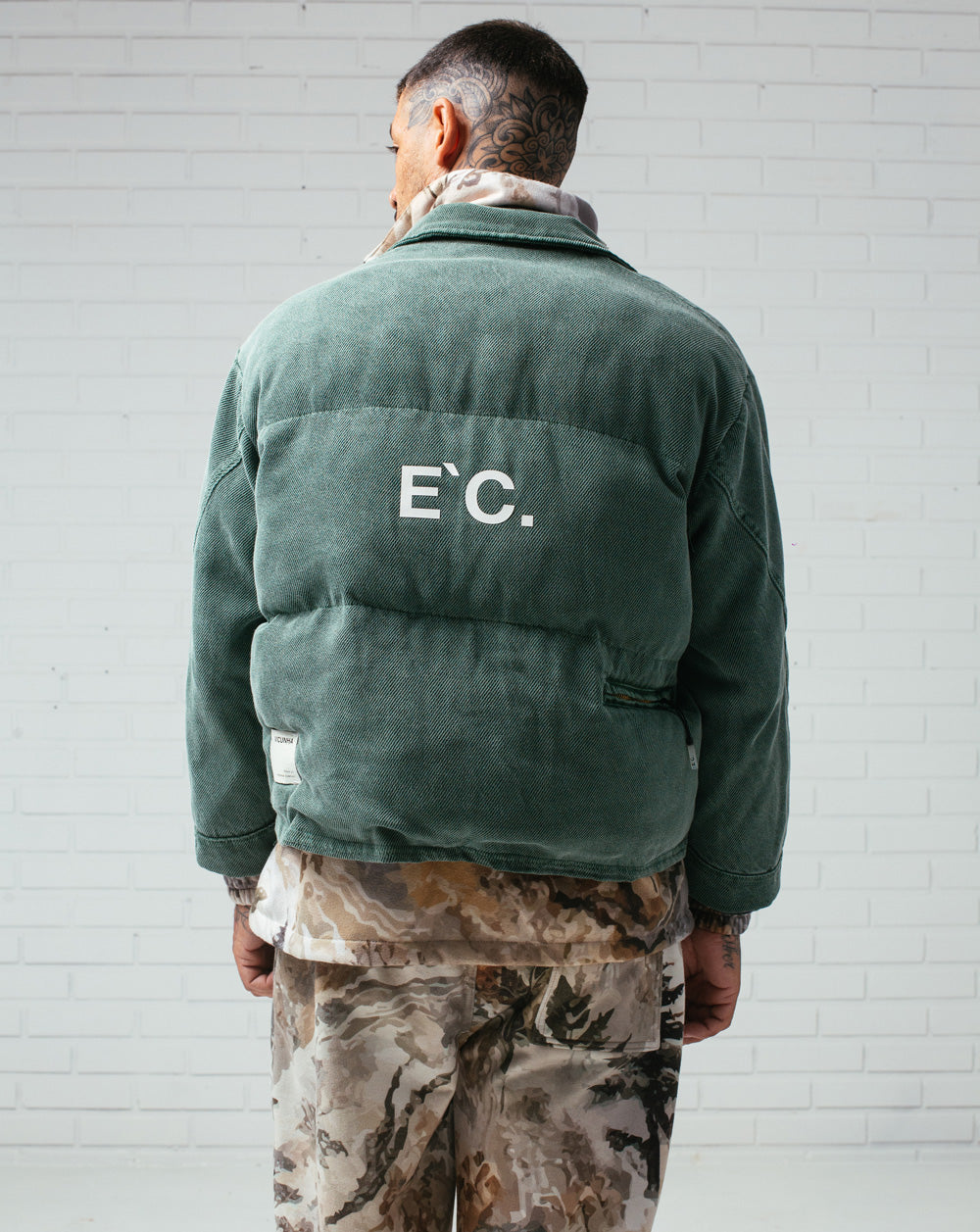Twill Puffer Double Jacket Green / Camo