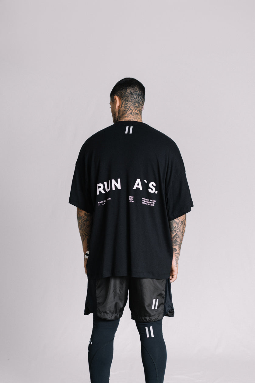 Camiseta Run A`S. - Preta/Branca